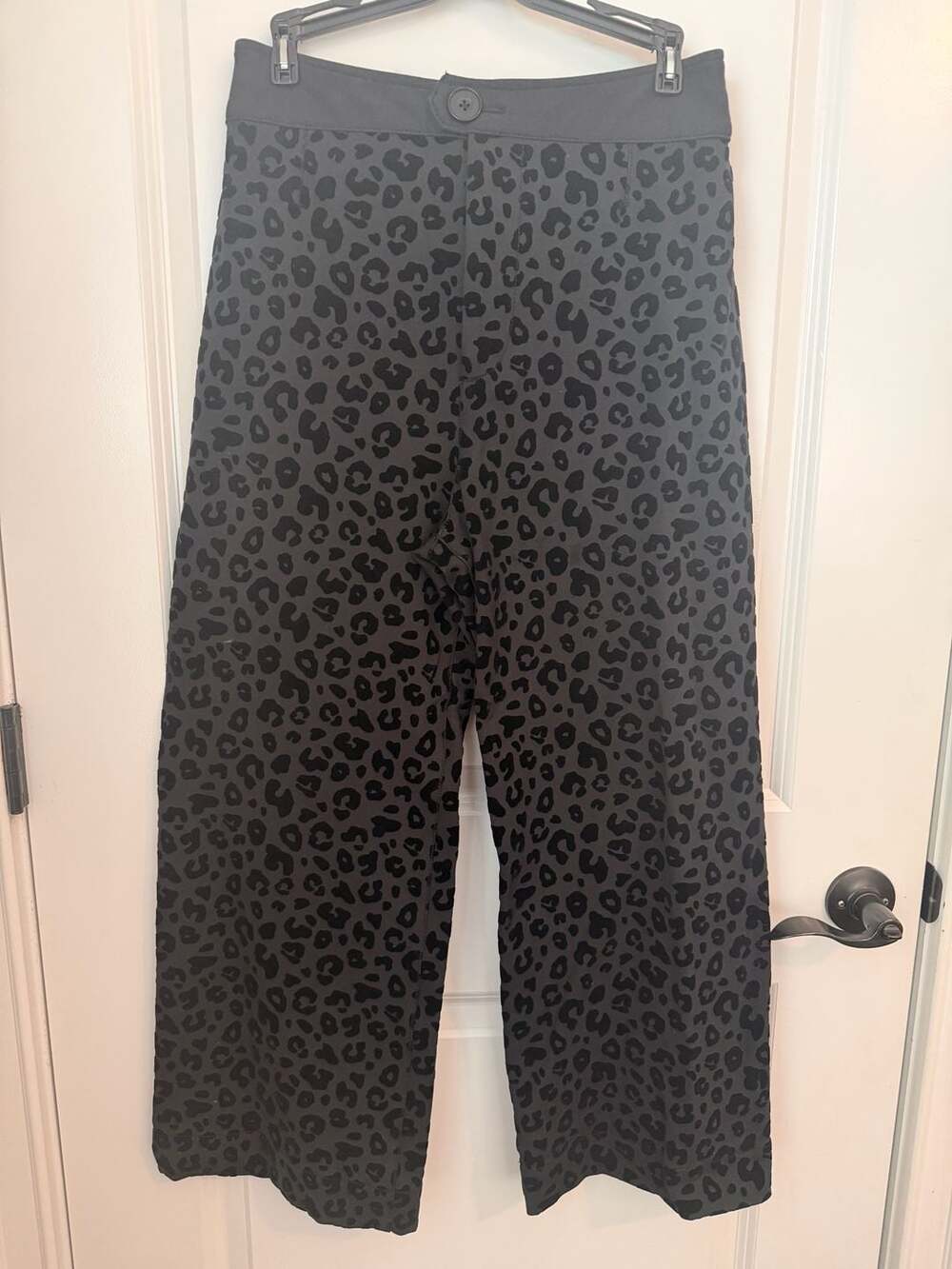 Maeve by Anthropologie Black Leopard Print Wide Leg Pants Size 6